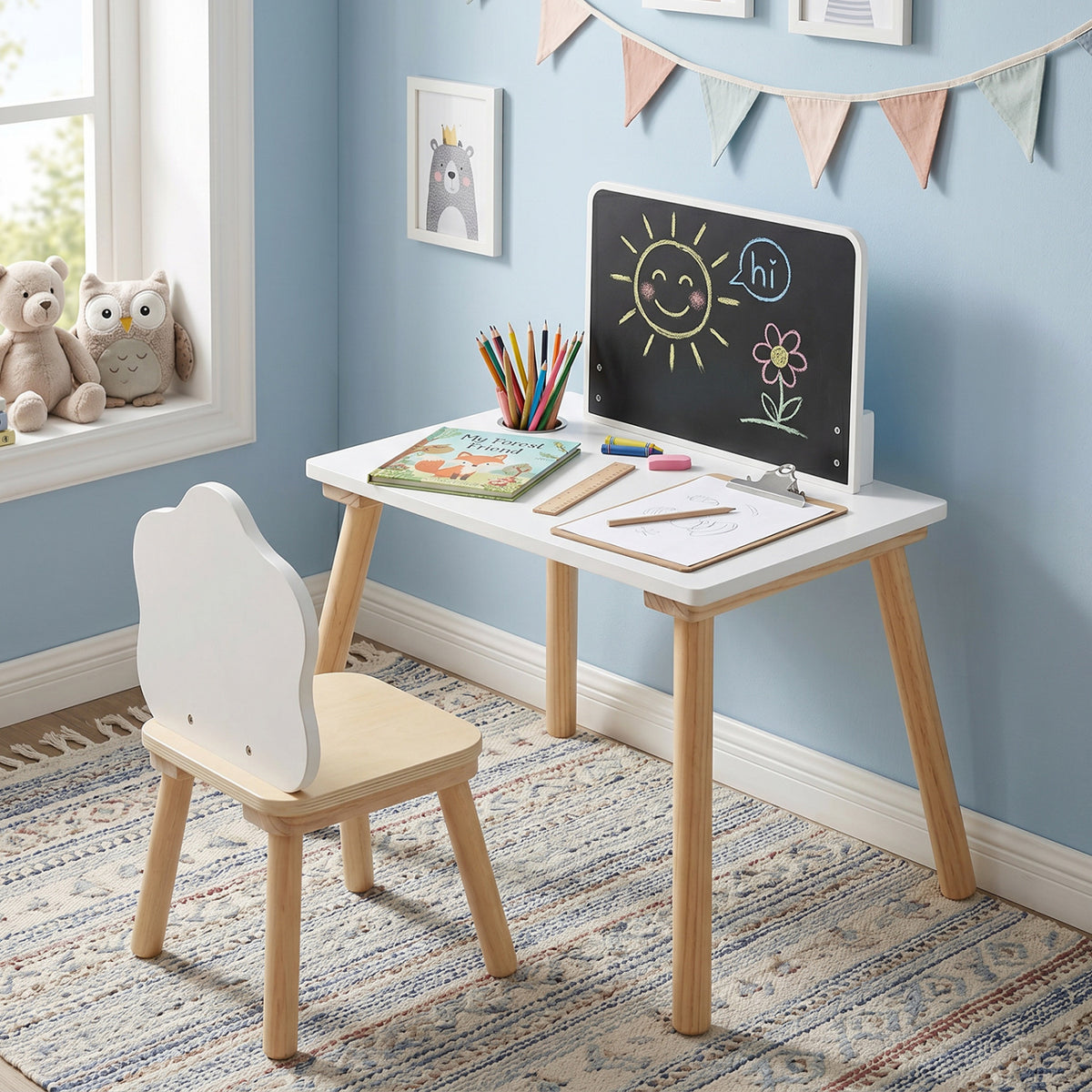 Weaning Table and Chair Set with Chalkboard view 3