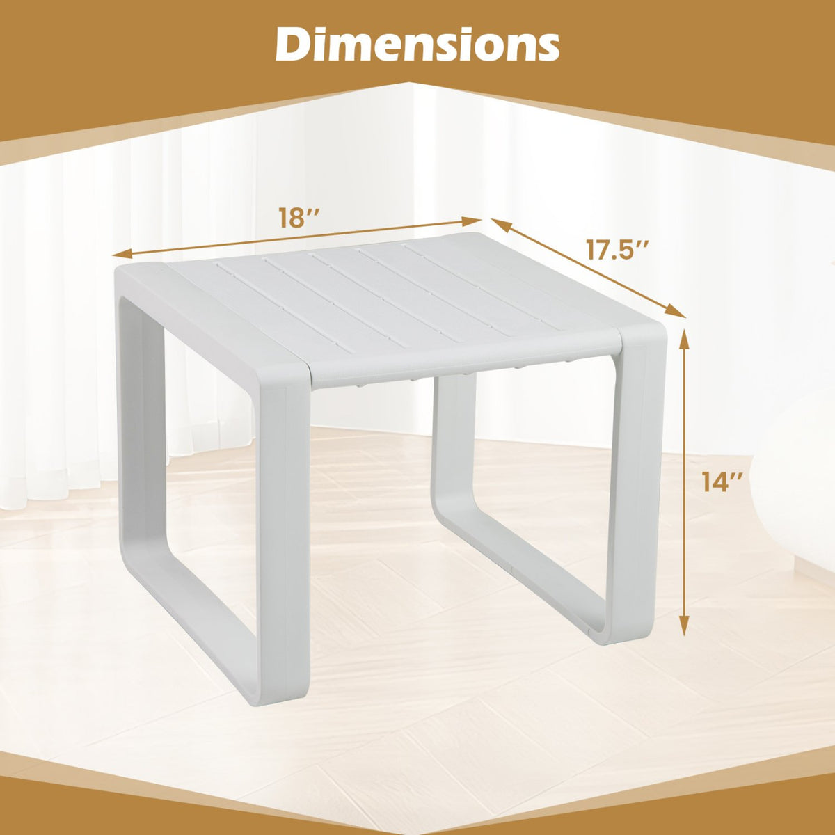 Weather Resistant Adirondack Outdoor Side Table Set of 2-White view 5
