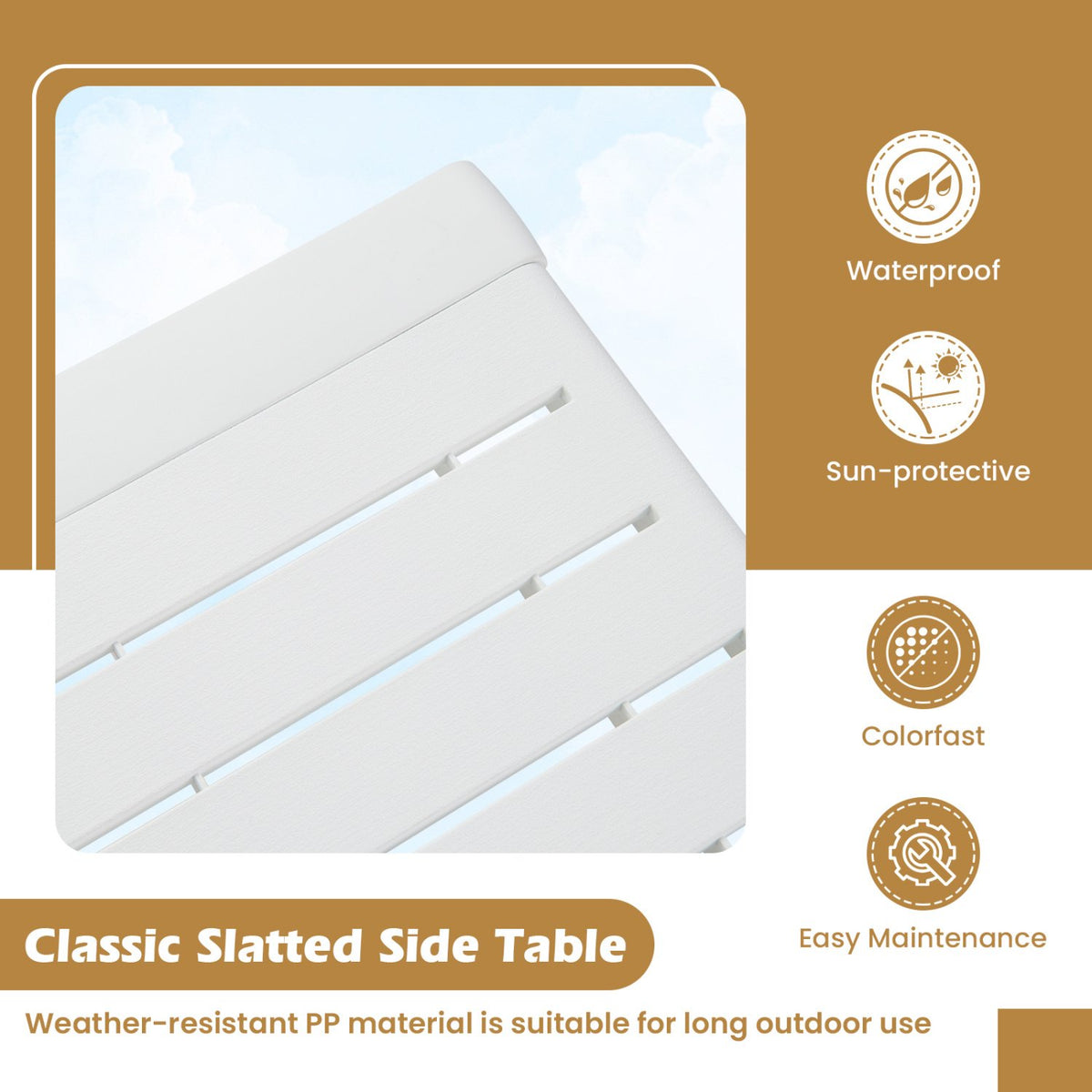 Weather Resistant Adirondack Outdoor Side Table Set of 2-White view 7