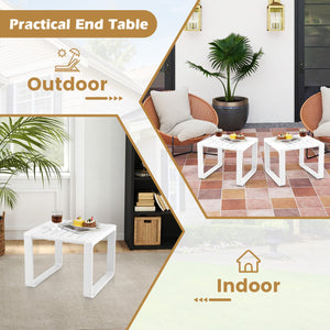 Weather Resistant Adirondack Outdoor Side Table Set of 2-White view 8
