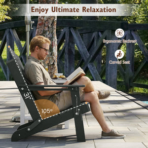 Weather Resistant HDPE Folding Adirondack Chair with High Backrest for Backyard-Gray view 5