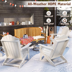 Weather Resistant HDPE Folding Adirondack Chair with High Backrest for Backyard-White view 4