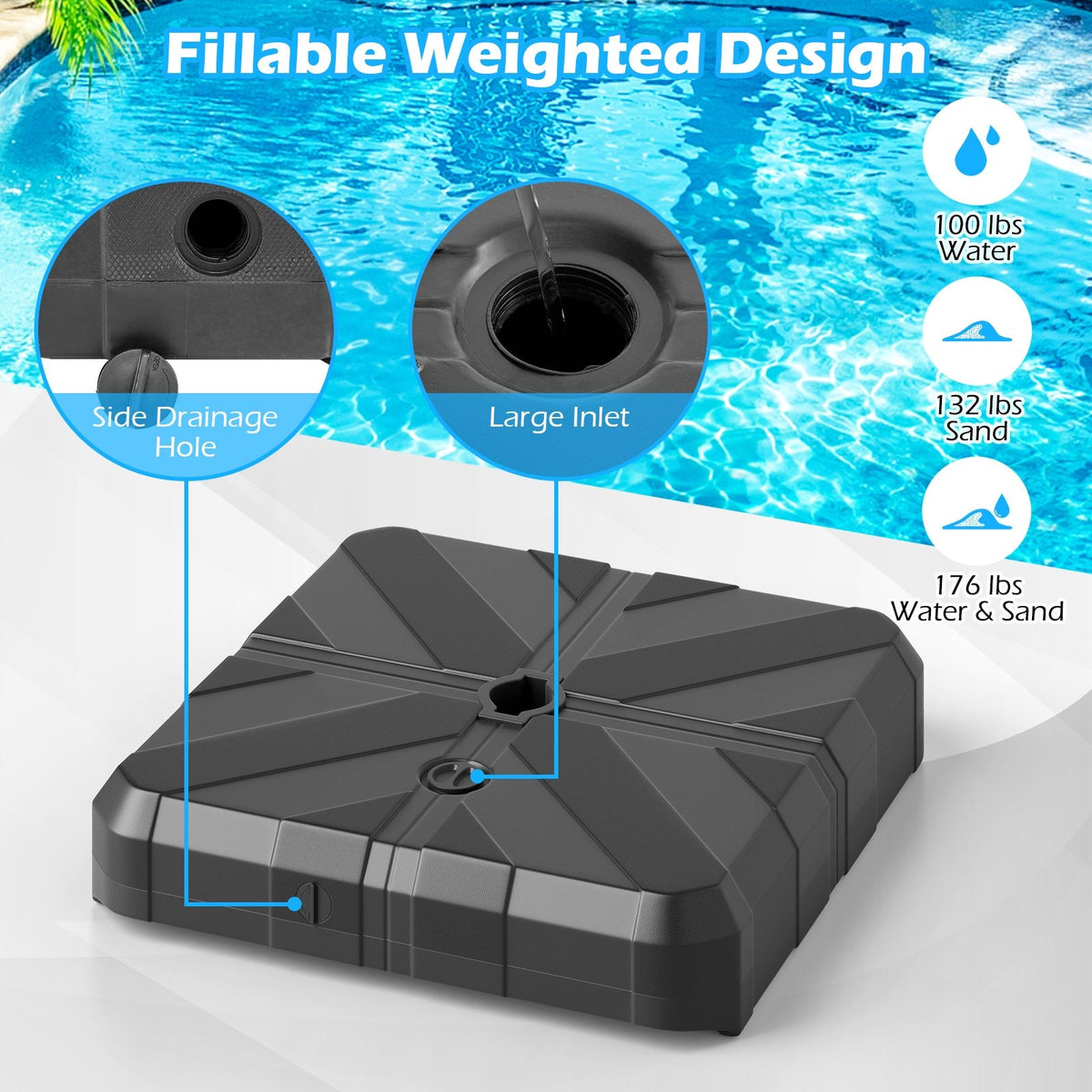 Weighted Offset Umbrella Base with Cross Bracket and Cut-out Handles view 6