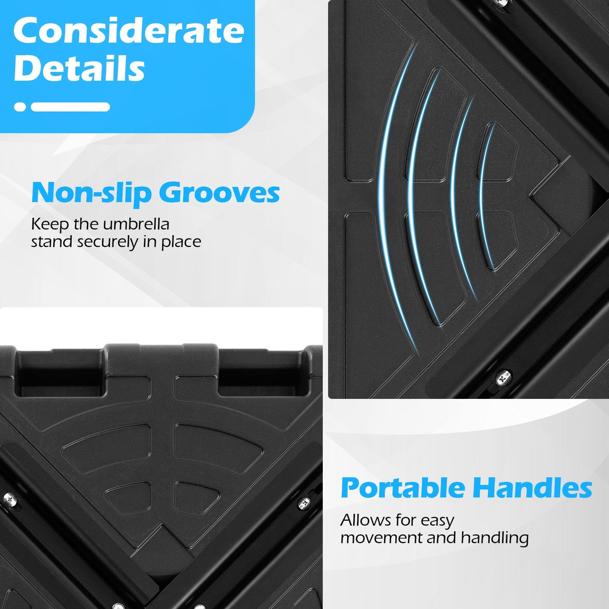 Weighted Offset Umbrella Base with Cross Bracket and Cut-out Handles view 9