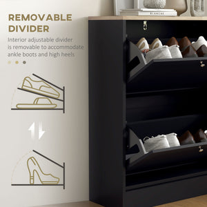 Slim Shoe Storage Cabinet, Modern Shoe Cabinet with 2 Flip Drawers and Adjustable Shelves for 8-12 Pairs – view 5