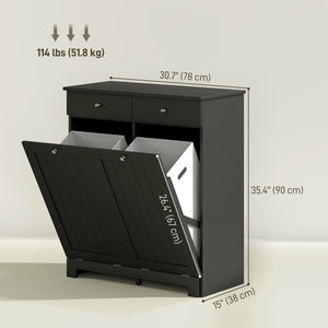 Laundry Cabinet, Tilt Out Laundry Hamper Cabinet with 2 Baskets, Bathroom Hamper Cabinet with 2 Drawers – view 2