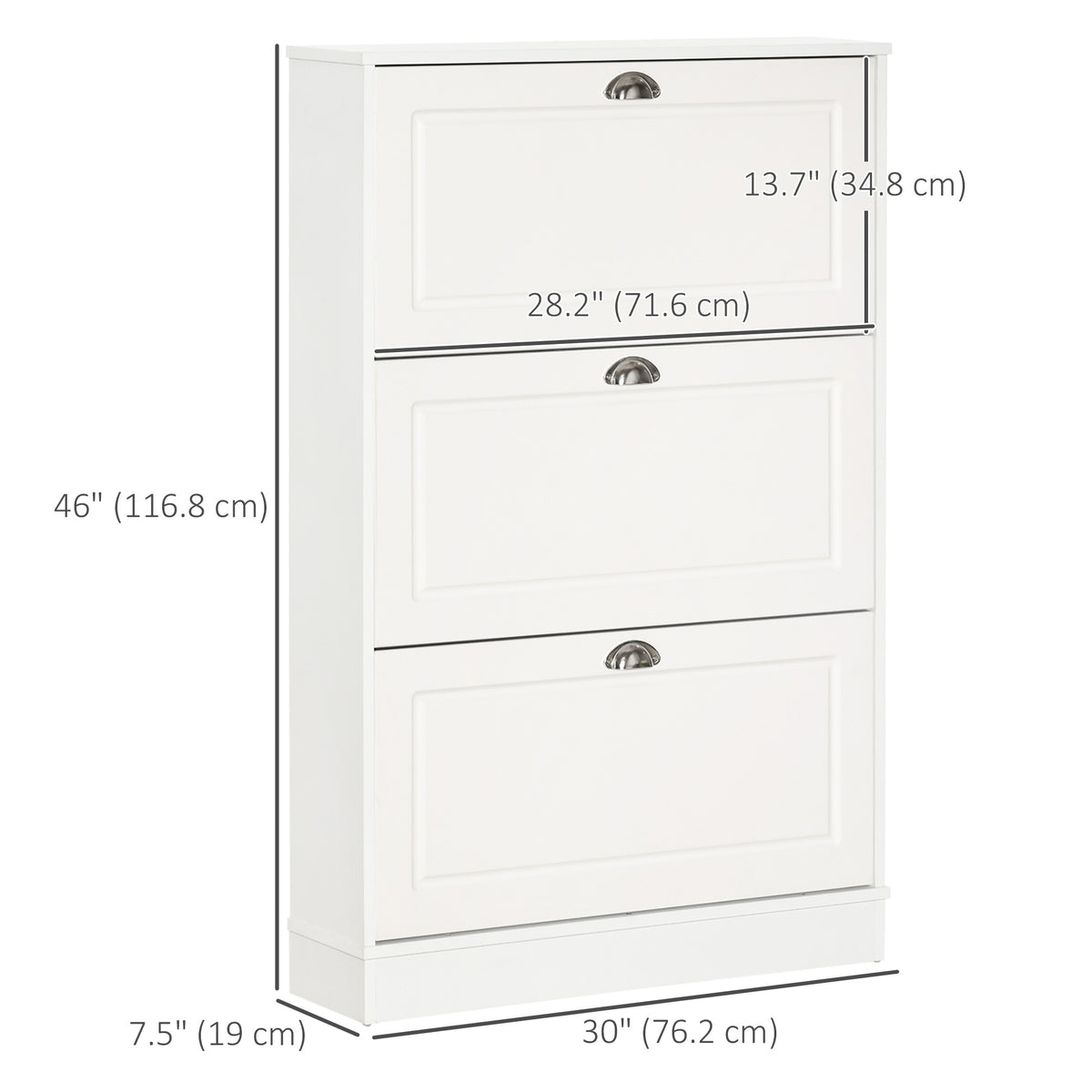 Shoe Cabinet with 3 Flip Drawers, Narrow Shoe Storage Cabinet, Holds 12 Pairs for Entryway, Hallway, White