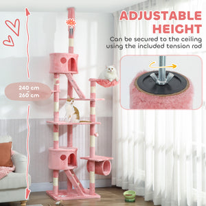 94"-102" Huge Cat Tree Ceiling High Cat Condo Scratching Post Activity Center Multi-Level Play House Light – view 25