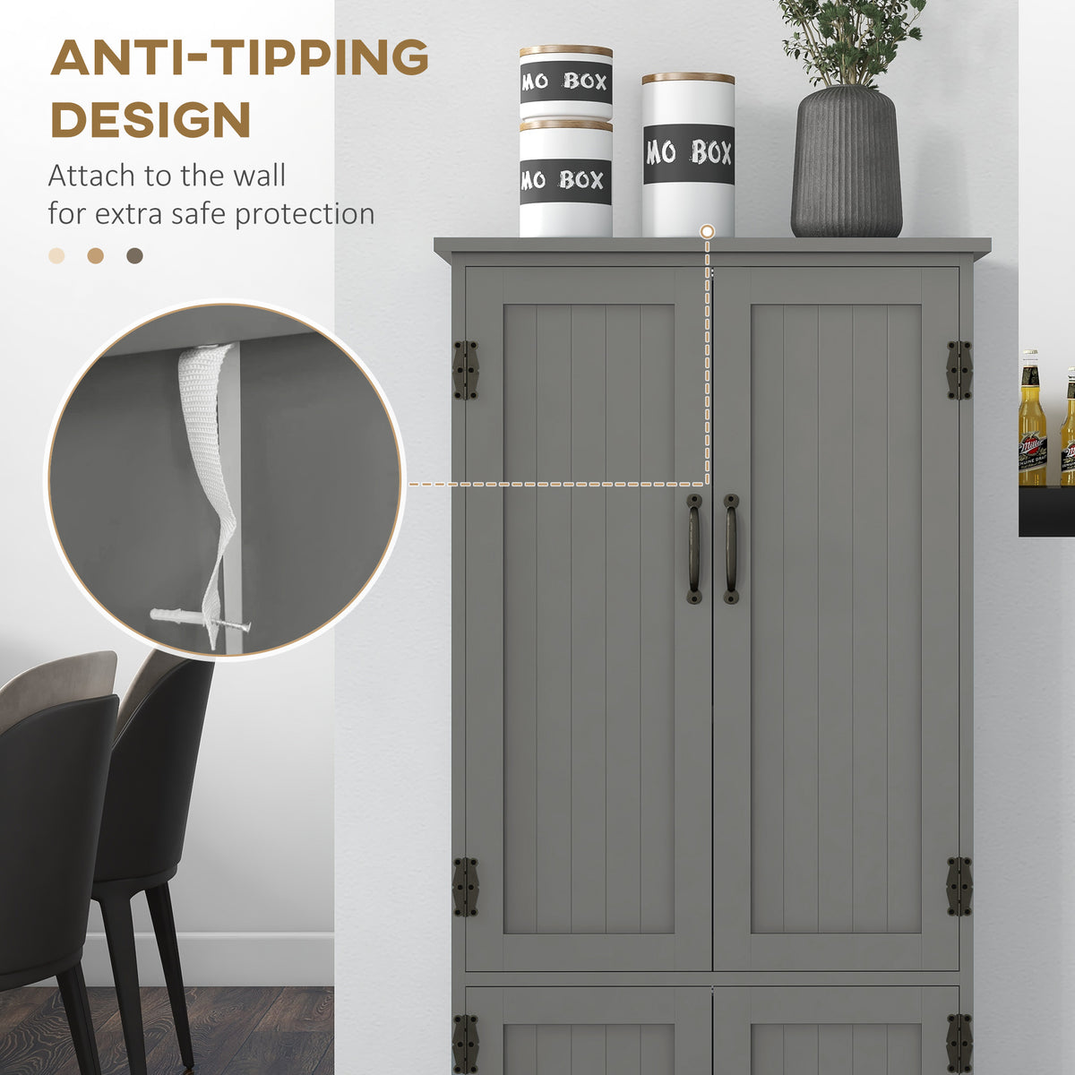 48" 4-Door Storage Cabinet Multi-Storey Large Space Pantry with Adjustable Shelves Black – view 13
