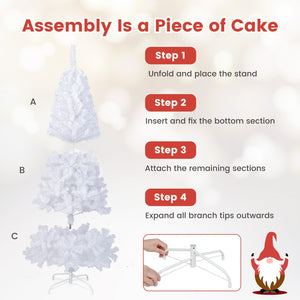 6 ft White Christmas Tree with Solid Metal Stand-6 ft view 6