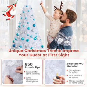6 ft White Christmas Tree with Solid Metal Stand-6 ft view 7
