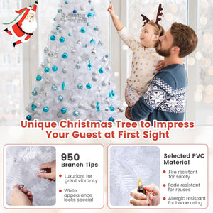 7 ft White Christmas Tree with Solid Metal Stand-7 ft view 3