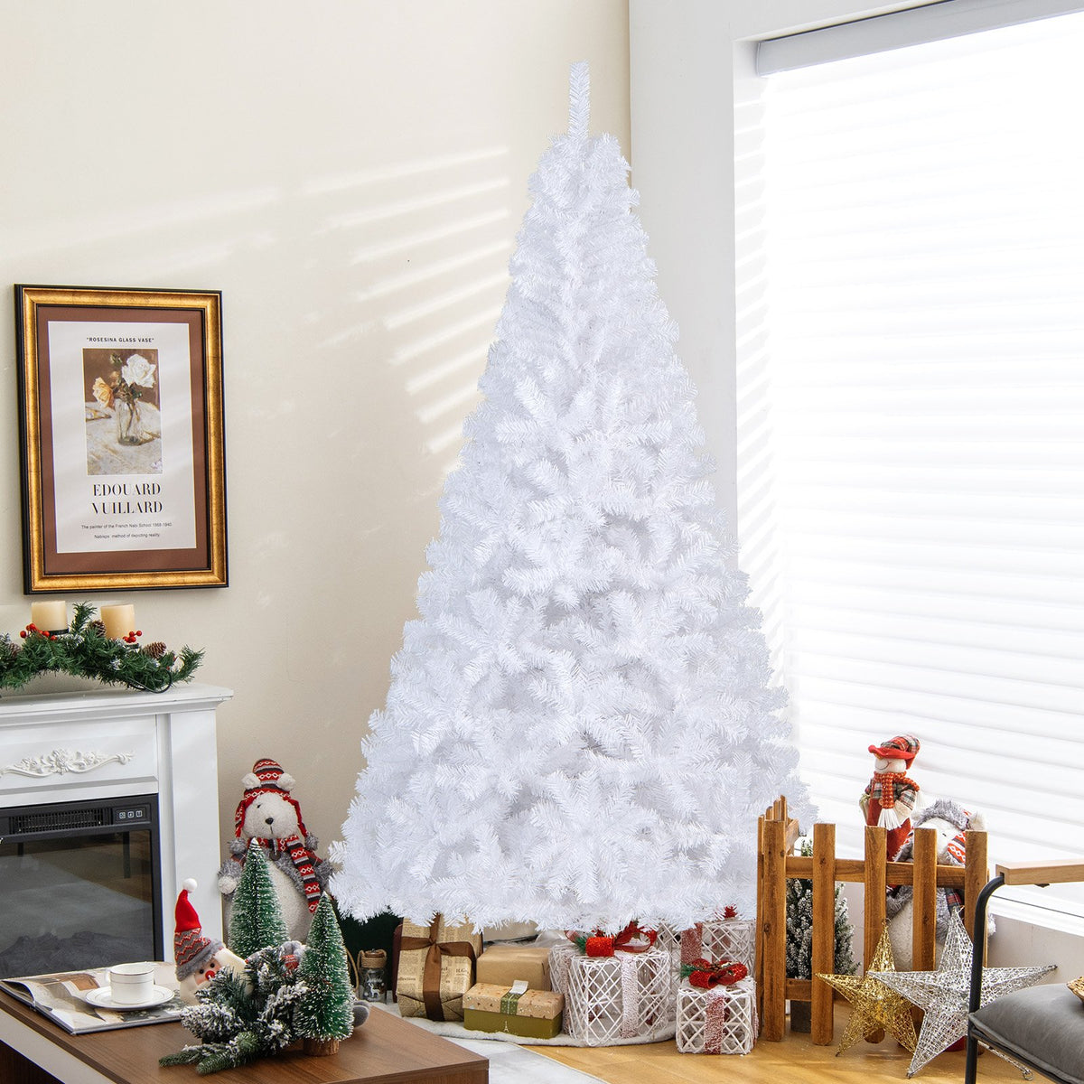 7 ft White Christmas Tree with Solid Metal Stand-7 ft view 7