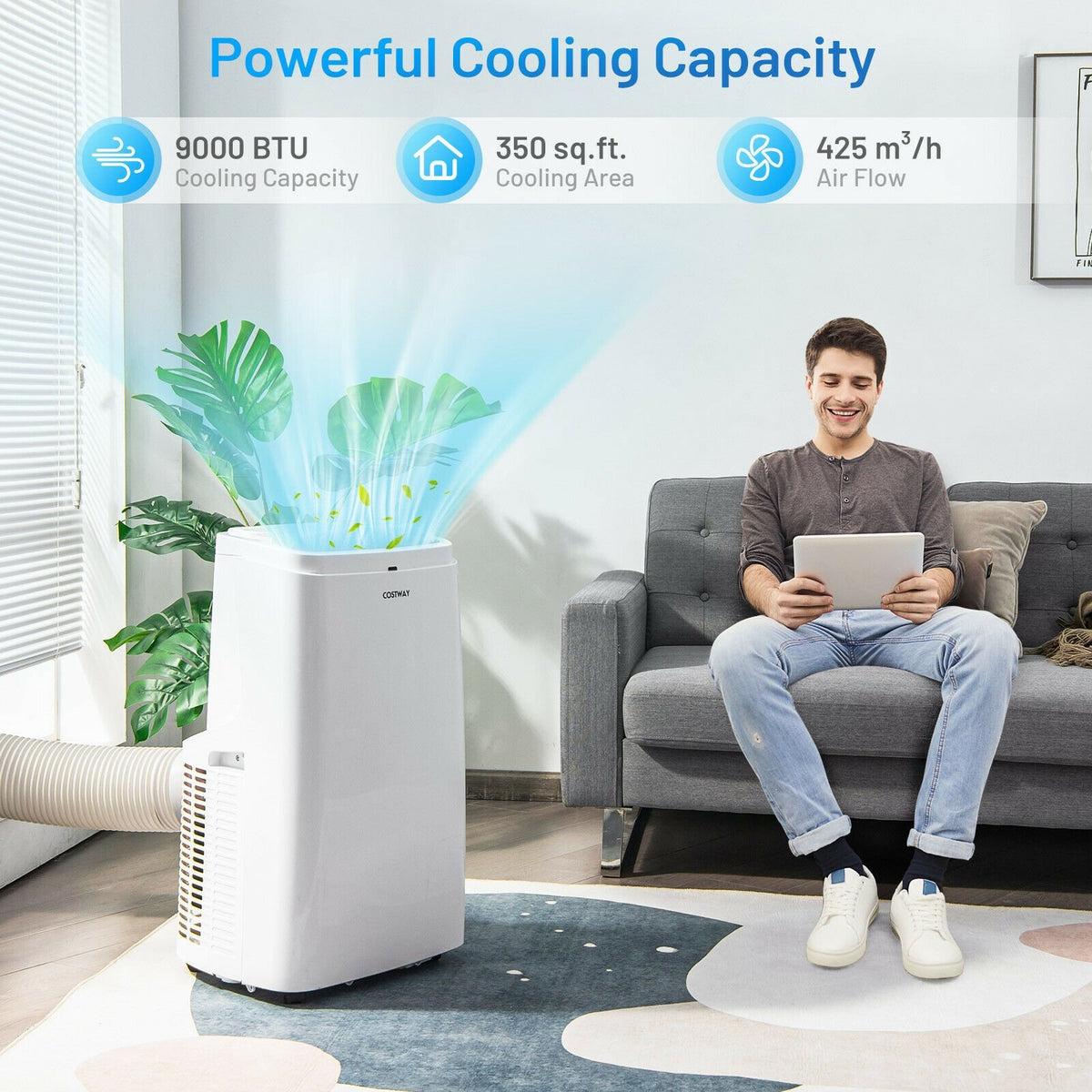 White 9000BTU 3-in-1 Portable Air Conditioner with Remote view 5