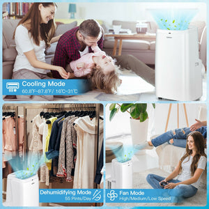 White 9000BTU 3-in-1 Portable Air Conditioner with Remote view 8