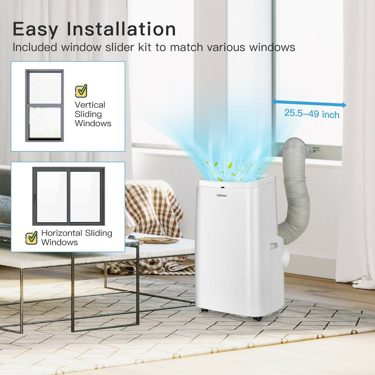 White 9000BTU 3-in-1 Portable Air Conditioner with Remote view 9