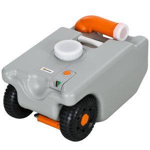 5.8 Gallon RV Waste Tank, Water Container with Collapsible Handle and Wheels, Portable Water Tank for Camping, Grey