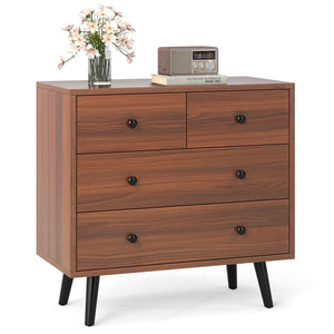 Wide Wooden Dresser with 4 Drawers for Bedroom Living Room-Walnut view 4