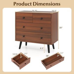 Wide Wooden Dresser with 4 Drawers for Bedroom Living Room-Walnut view 5