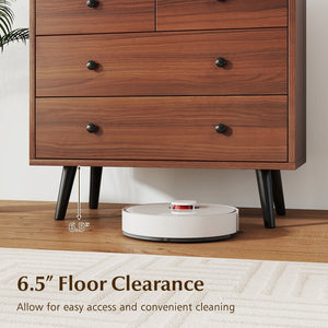 Wide Wooden Dresser with 4 Drawers for Bedroom Living Room-Walnut view 9