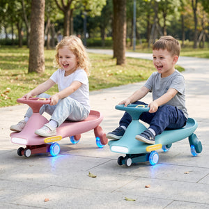 Wiggle Car for Kids with LED Flashing Wheels for Indoor Outdoor Play-Blue view 3