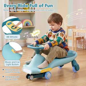 Wiggle Car for Kids with LED Flashing Wheels for Indoor Outdoor Play-Blue view 6
