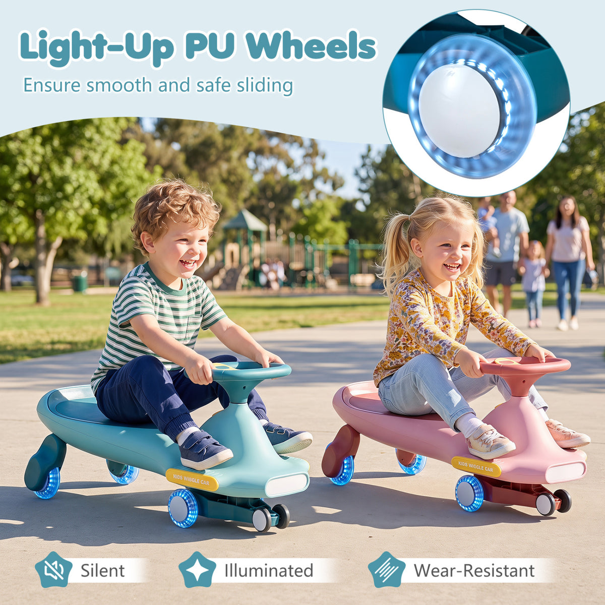 Wiggle Car for Kids with LED Flashing Wheels for Indoor Outdoor Play-Blue view 7