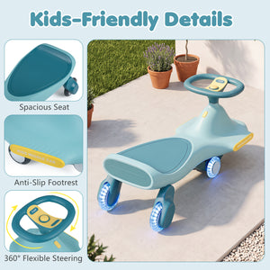 Wiggle Car for Kids with LED Flashing Wheels for Indoor Outdoor Play-Blue view 9