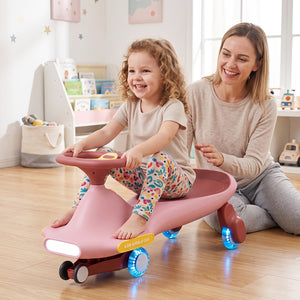 Wiggle Car for Kids with LED Flashing Wheels for Indoor Outdoor Play-Pink view 2