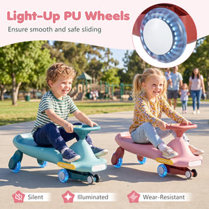 Wiggle Car for Kids with LED Flashing Wheels for Indoor Outdoor Play-Pink view 7