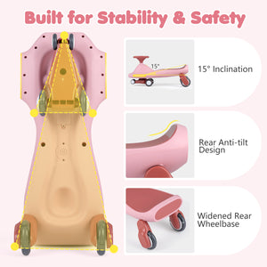 Wiggle Car for Kids with LED Flashing Wheels for Indoor Outdoor Play-Pink view 8