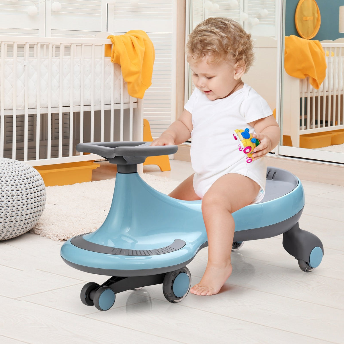 Wiggle Car Ride-on Toy with Flashing Wheels-Blue view 2
