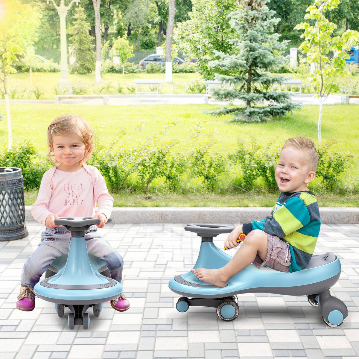 Wiggle Car Ride-on Toy with Flashing Wheels-Blue view 6