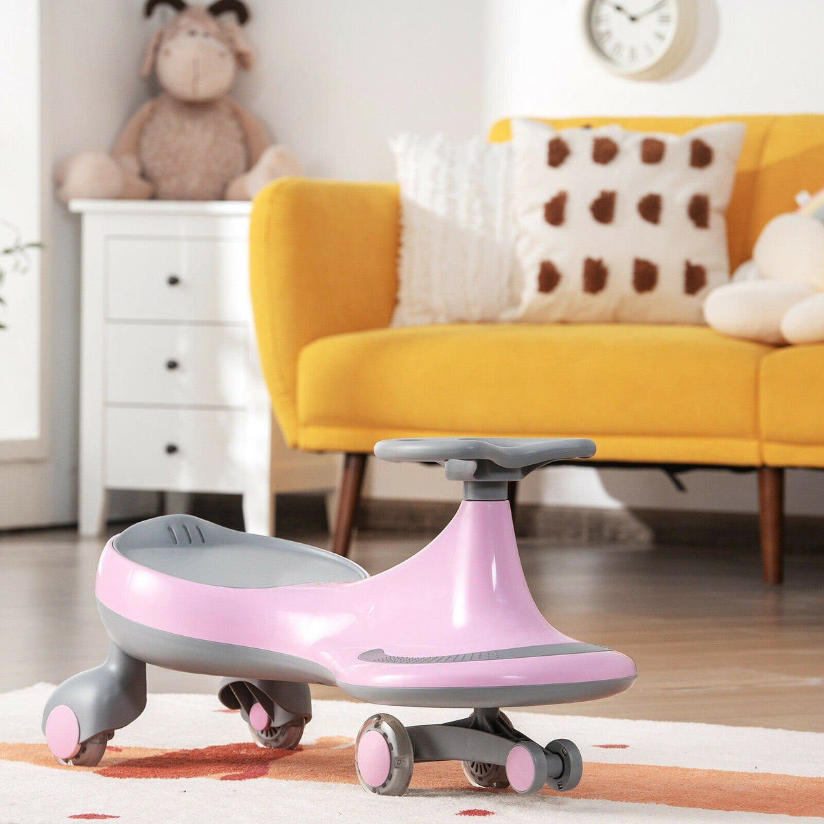 Wiggle Car Ride-on Toy with Flashing Wheels-Pink view 6