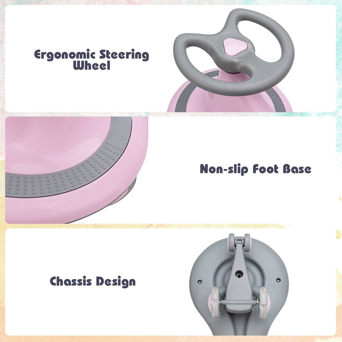 Wiggle Car Ride-on Toy with Flashing Wheels-Pink view 8