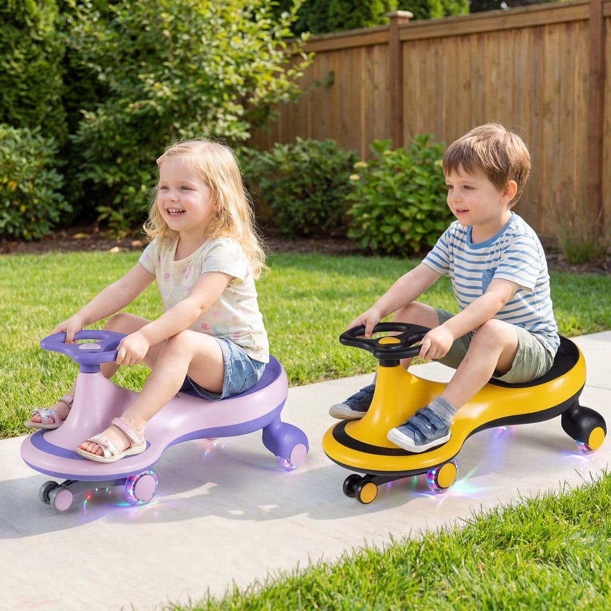 Wiggle Car Ride-on Toy with Flashing Wheels-Purple view 2