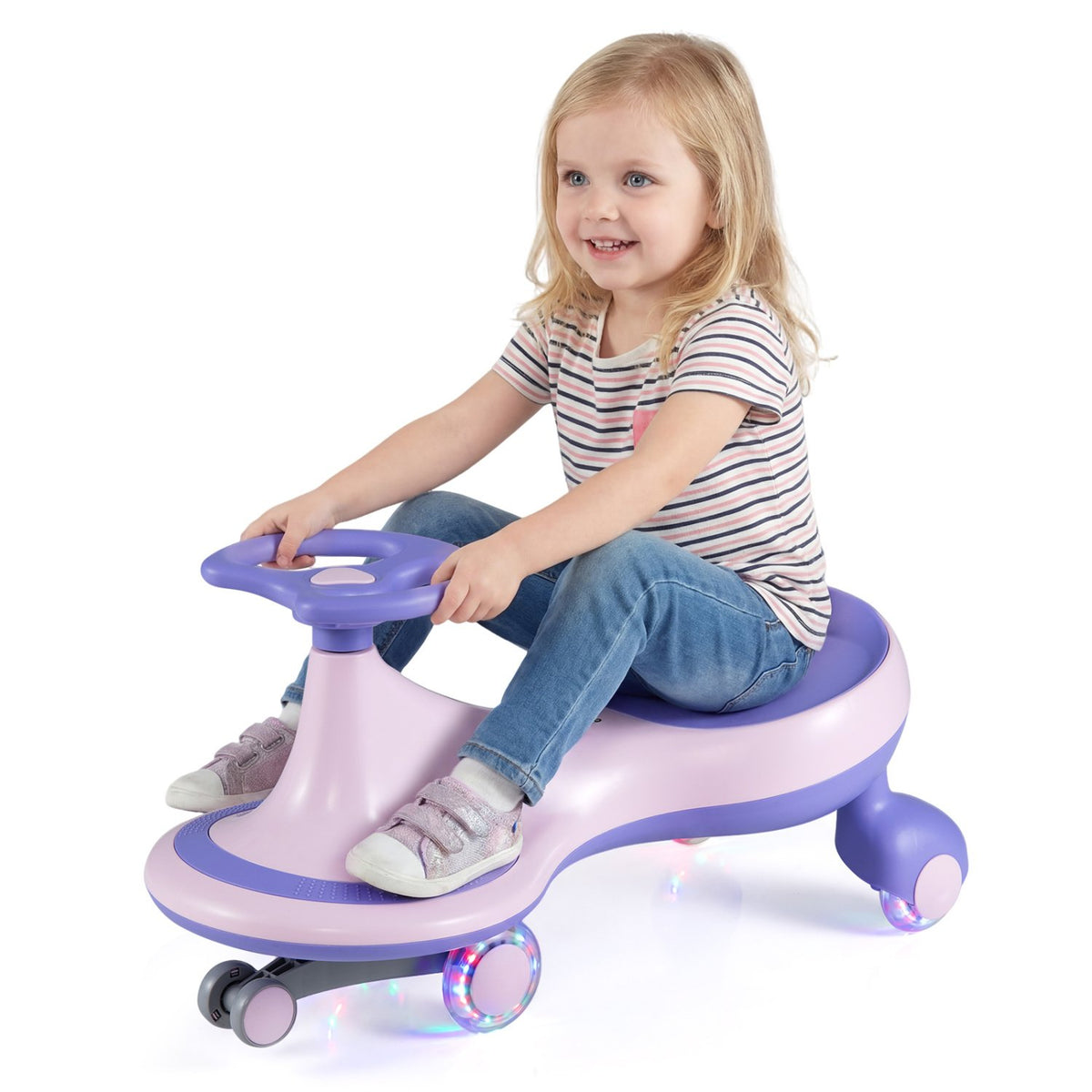 Wiggle Car Ride-on Toy with Flashing Wheels-Purple view 4