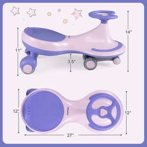 Wiggle Car Ride-on Toy with Flashing Wheels-Purple view 5