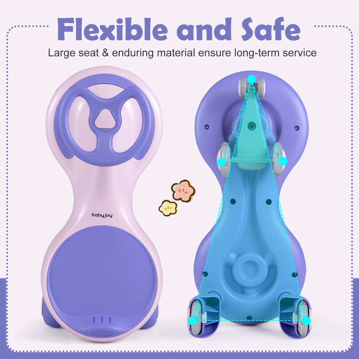 Wiggle Car Ride-on Toy with Flashing Wheels-Purple view 7