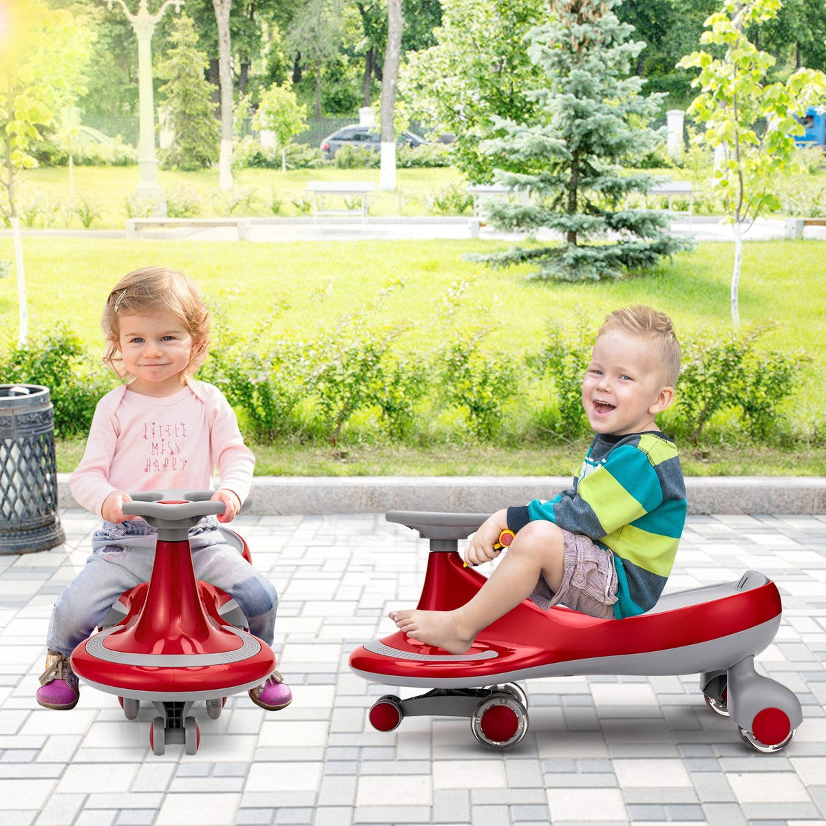 Wiggle Car Ride-on Toy with Flashing Wheels-Red view 3