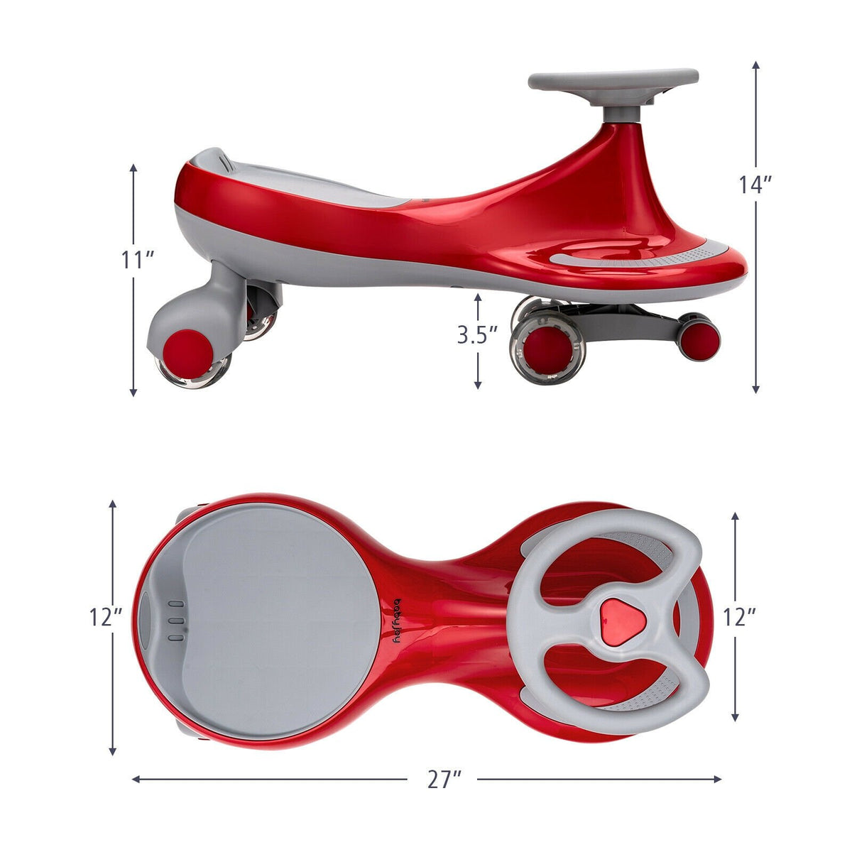 Wiggle Car Ride-on Toy with Flashing Wheels-Red view 5