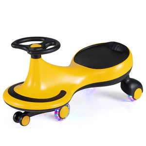 Wiggle Car Ride-on Toy with Flashing Wheels-Yellow