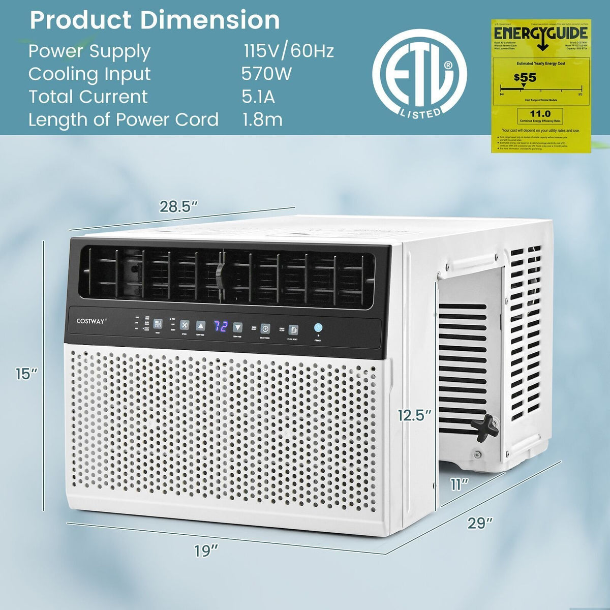 Window Air Conditione with Handy Remote and LED Control Panel-10000 BTU view 4