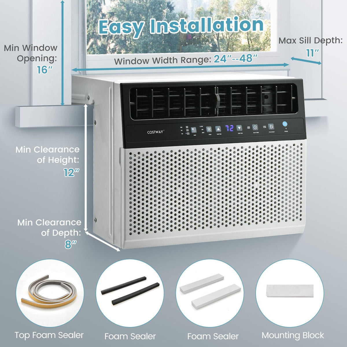 Window Air Conditione with Handy Remote and LED Control Panel-10000 BTU view 9