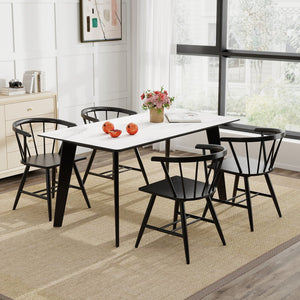 Windsor Dining Chair Set of 2 Mid-Century Modern Black Kitchen Chairs-Black view 3