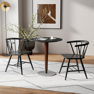 Windsor Dining Chair Set of 2 Mid-Century Modern Black Kitchen Chairs-Black view 6