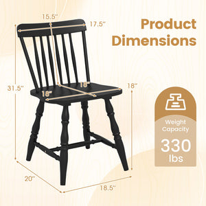 Windsor Dining Chairs Set of 2 with Curved Spindle Back-Black view 4