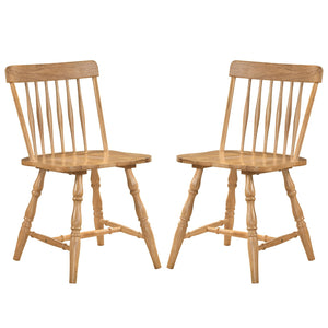 Windsor Dining Chairs Set of 2 with Curved Spindle Back-Natural