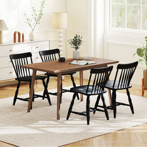 Windsor Dining Chairs Set of 4 with Curved Spindle Back-Black view 2