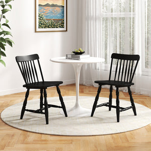 Windsor Dining Chairs Set of 4 with Curved Spindle Back-Black view 5
